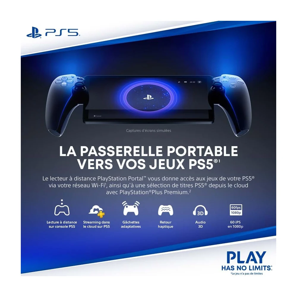 Playstation Sony, Lecteur à Distance Portal 5, Couleur : Noir